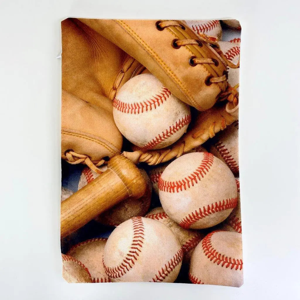 Baseball Bat | 12x 18 | Baseball Glove | Baseballs | Old Baseballs | Sports | Sports Fabric | Sports Fans | Baseball Gifts | Teen Room Decor UniikPillows