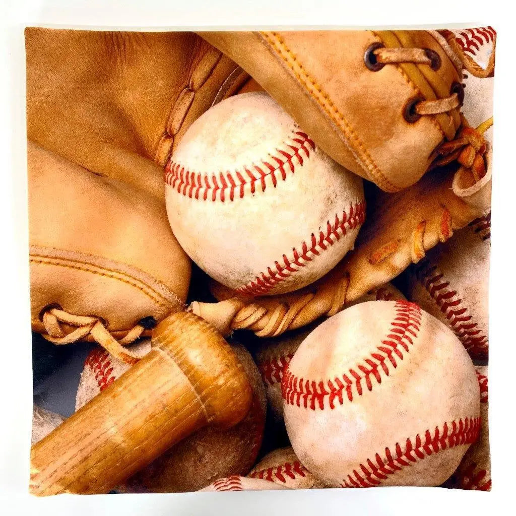 Baseball Bat | Baseball Glove | Baseballs | Old Baseballs | Sports | Sports Fabric | Sports Fans | Baseball Gifts | Teen Room Decor | Glove UniikPillows