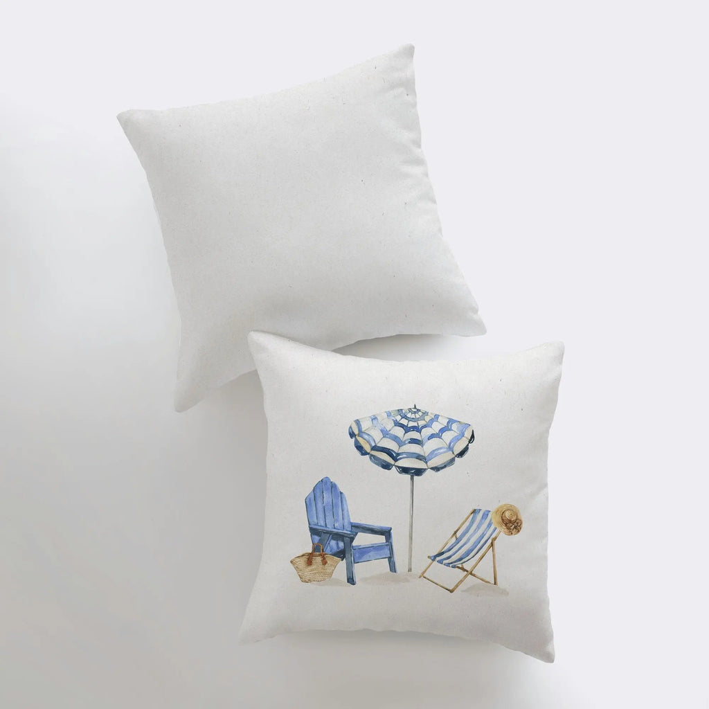 Beach Chairs | Watercolor | Throw Pillow | Home Decor | Coastal Decor | Nautical | Ocean | Gift for Her | Accent Pillow Cover | Beach | Sea UniikPillows