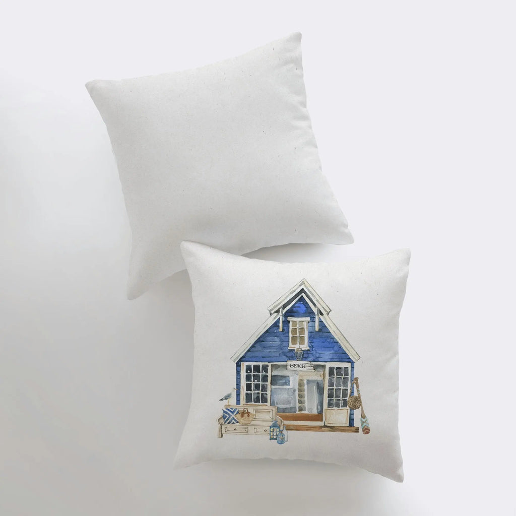 Beach House | Watercolor | Throw Pillow | Home Decor | Coastal Decor | Nautical | Ocean | Gift for Her | Accent Pillow Cover | Beach | Sea UniikPillows