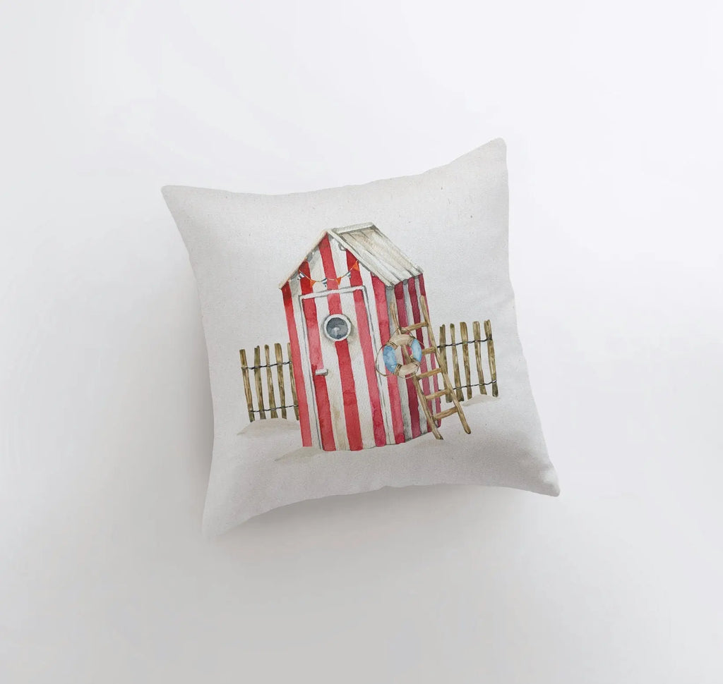Beach Hut | Watercolor | Throw Pillow | Home Decor | Coastal Decor | Nautical | Ocean | Gift for Her | Accent Pillow Cover | Beach | Sea UniikPillows