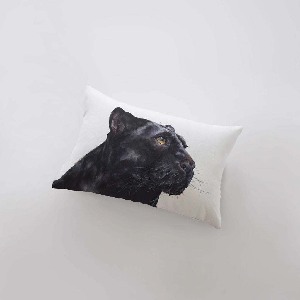 Black Panther | Watercolor Panther | 12x18 | Pillow Cover | Wild Animals | Home Decor | Room Decor | Black and White Pillows | Sofa Pillows UniikPillows
