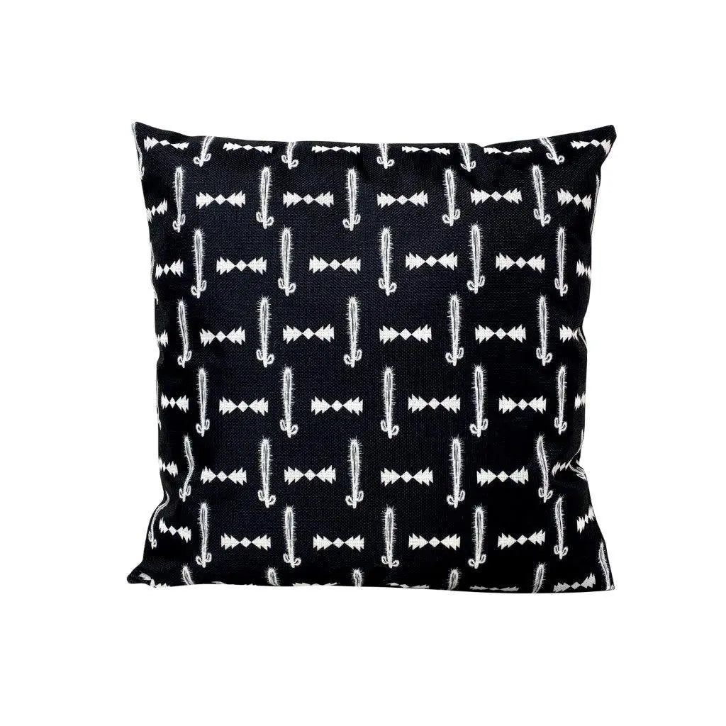 Black Pillow with White Cactus Arrow Pattern | Pillow Cover | Modern Farmhouse | Beautiful Throw Pillows | Black and White Throw PIllows UniikPillows
