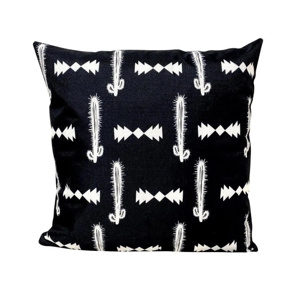 Black Pillow with White Cactus arrow Pattern | Pillow Cover | Modern Farmhouse | Best Pillow Covers | Back and White Throw Pillows UniikPillows