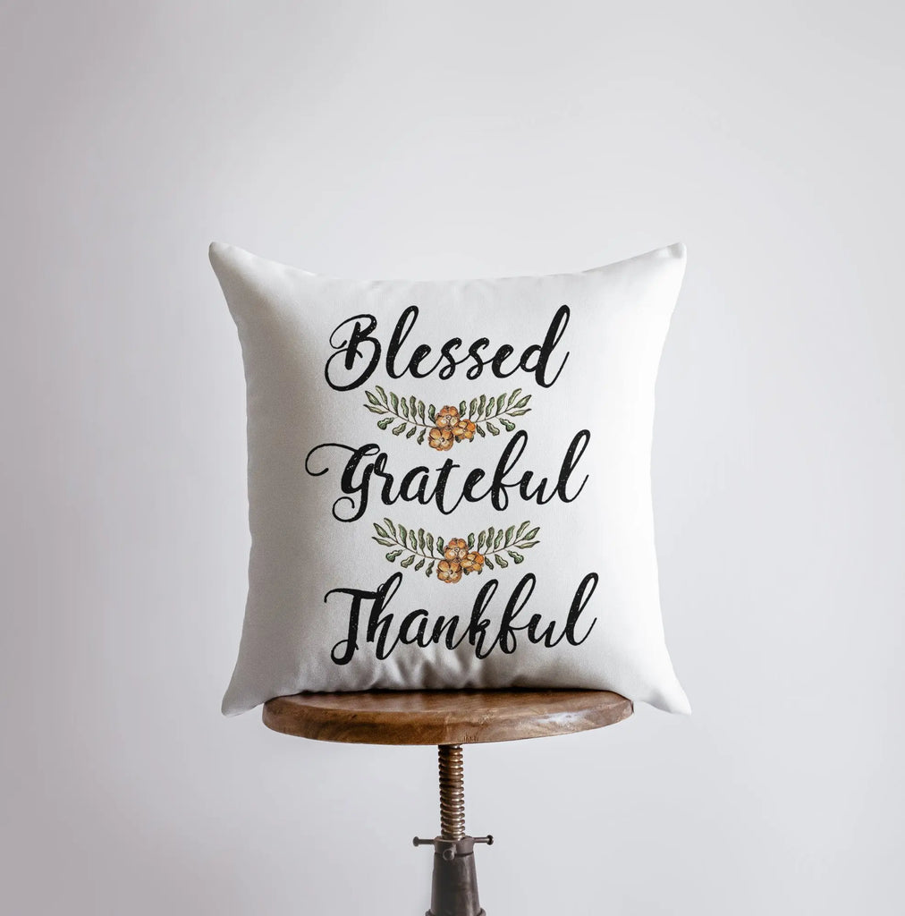 Blessed Grateful Thankful | Pillow Cover | Fall Decor | Cabin Decor Ideas | Fall Decoration | Thanksgiving Decor | Primitive Decor | Gift UniikPillows