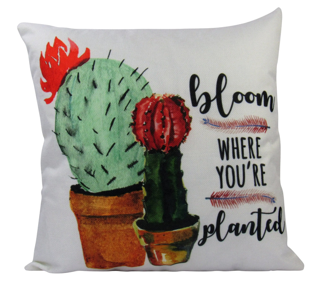 Bloom Where You're Planted | Pillow Cover | Good Vibes Only | Cactus Pillow | Famous Quotes | Motivational Quotes | Bedroom Decor UniikPillows