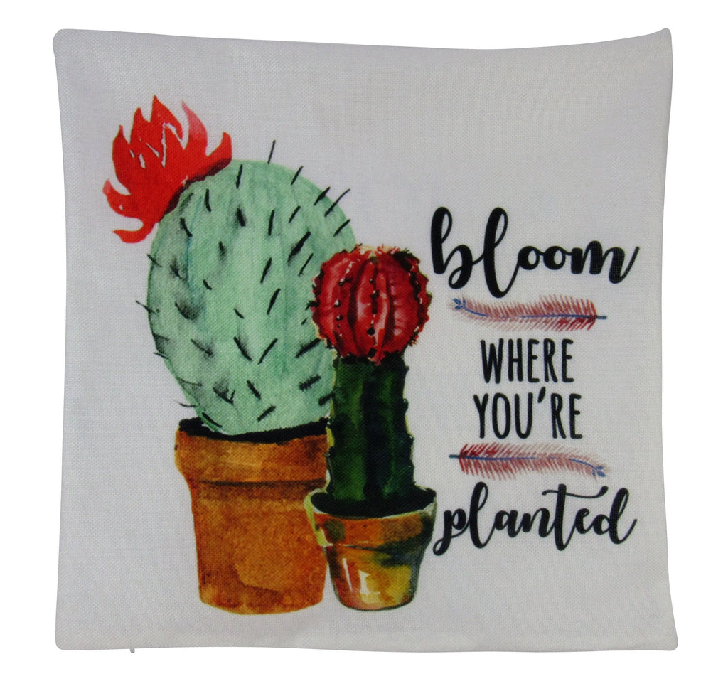 Bloom Where You're Planted | Pillow Cover | Good Vibes Only | Cactus Pillow | Famous Quotes | Motivational Quotes | Bedroom Decor UniikPillows