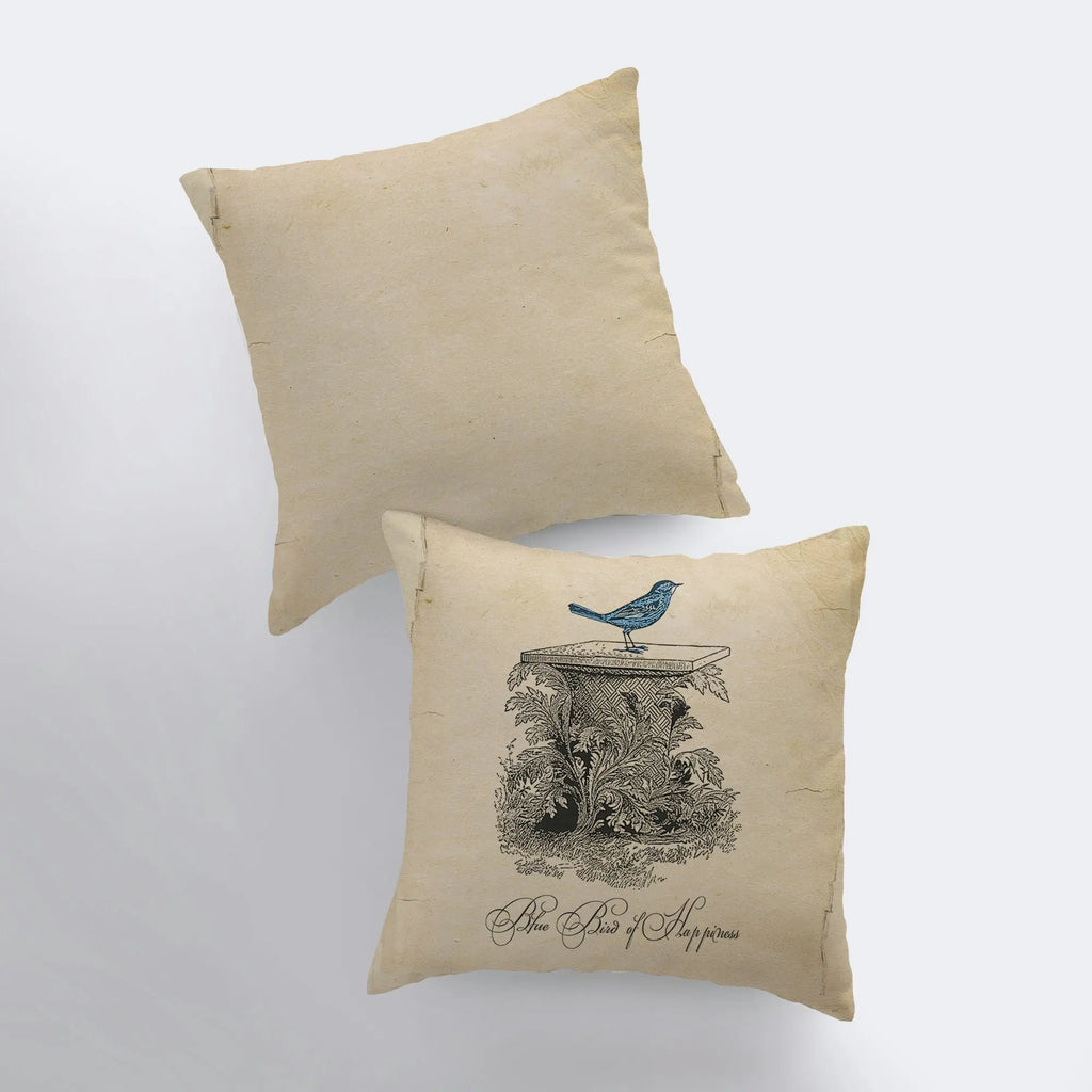 Blue Bird | Vintage Bird | Blue Bird Of Happiness | Pillow Cover | Vintage | Farmhouse Decor | Home Decor | Throw Pillow | Room Decor | Gift UniikPillows