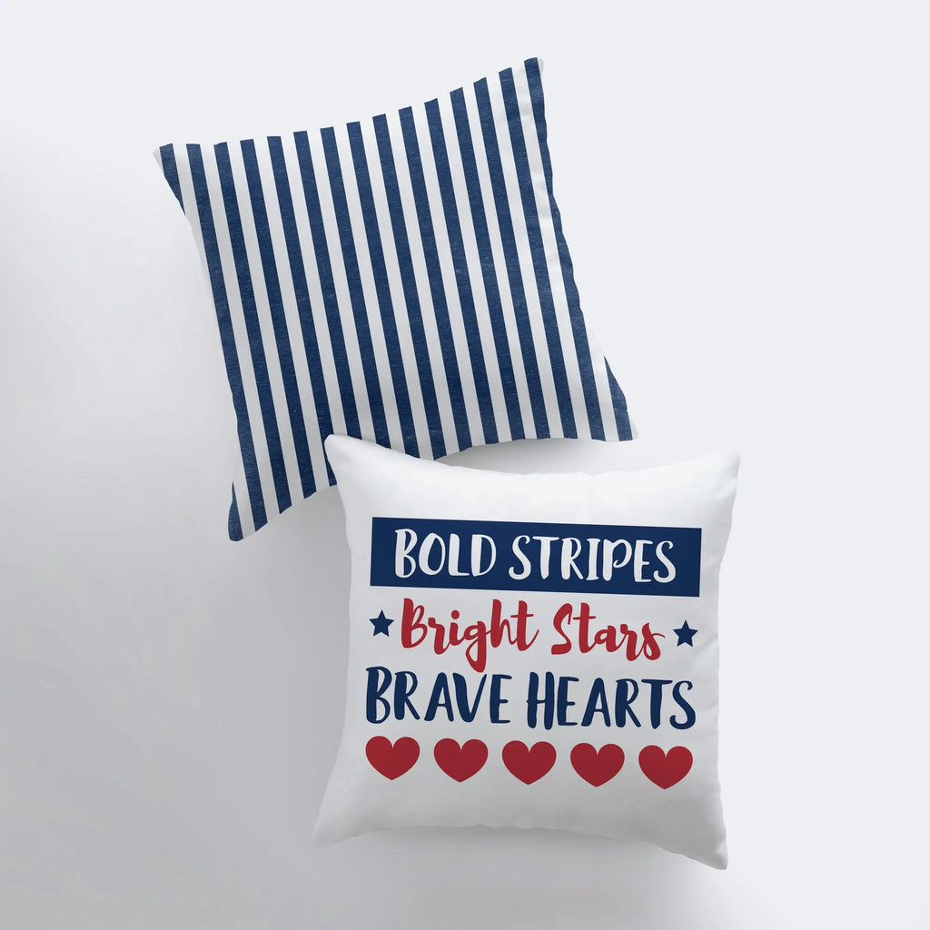 Bold Stripes Bright Stars | Memorial Day | Pillow Cover | Throw Pillow | Home Decor | American Patriot |  Memorial Day Decor |Fourth of July UniikPillows