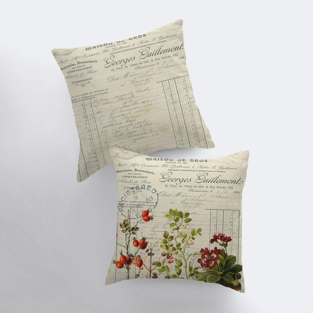 Botanical Floral | Vintage Garden | Pillow Cover | Vintage | Farmhouse Decor | Home Decor | Throw Pillow | Room Decor | Gift UniikPillows