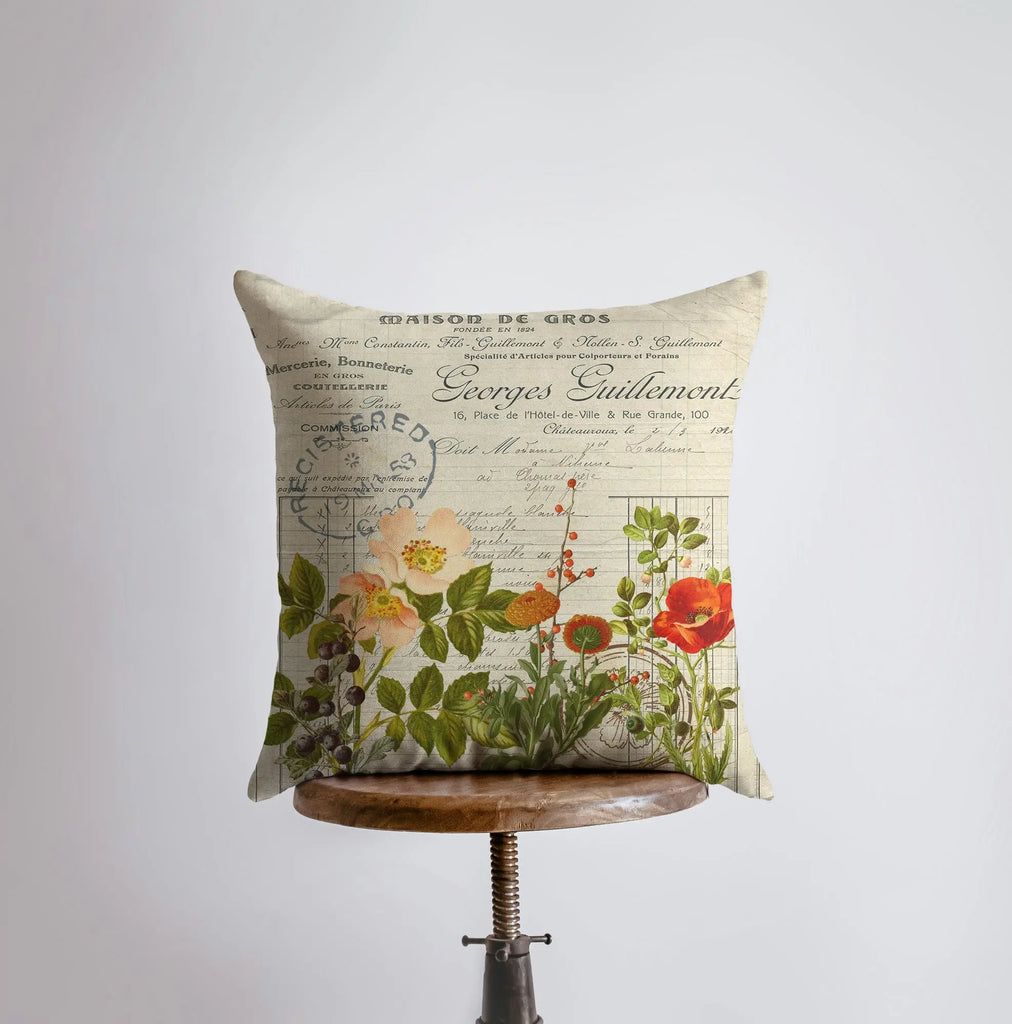 Botanical Garden | Vintage Floral | Pillow Cover | Vintage | Farmhouse Decor | Home Decor | Throw Pillow | Room Decor | Gift UniikPillows