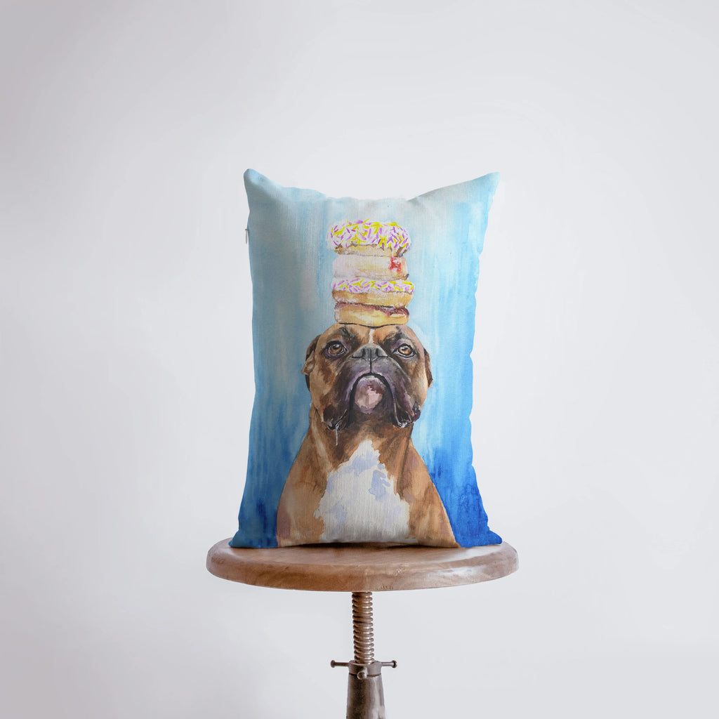 Boxer | Watercolor Doughnut Boxer | 12x18 | Pillow Cover | Dogs | Home Decor | Custom Dog Pillow | Boxer Mom | Dog Lover Gift | Dog Mom Gift UniikPillows