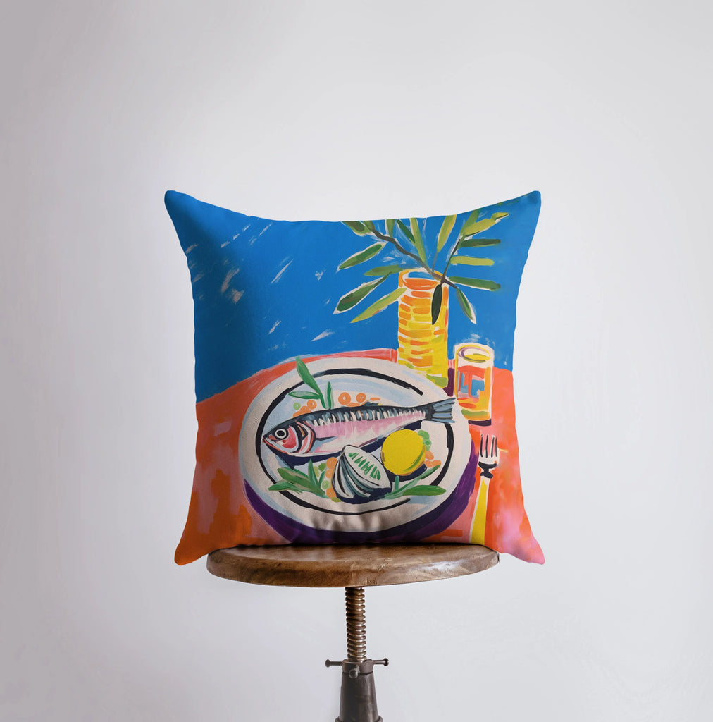 Bright Sardine | Gouache Painting | Seafood | Food Pillow | Abstract Still Life | Throw Pillow | Home Decor | Gift for Her | Pillow Cover - UniikPillows