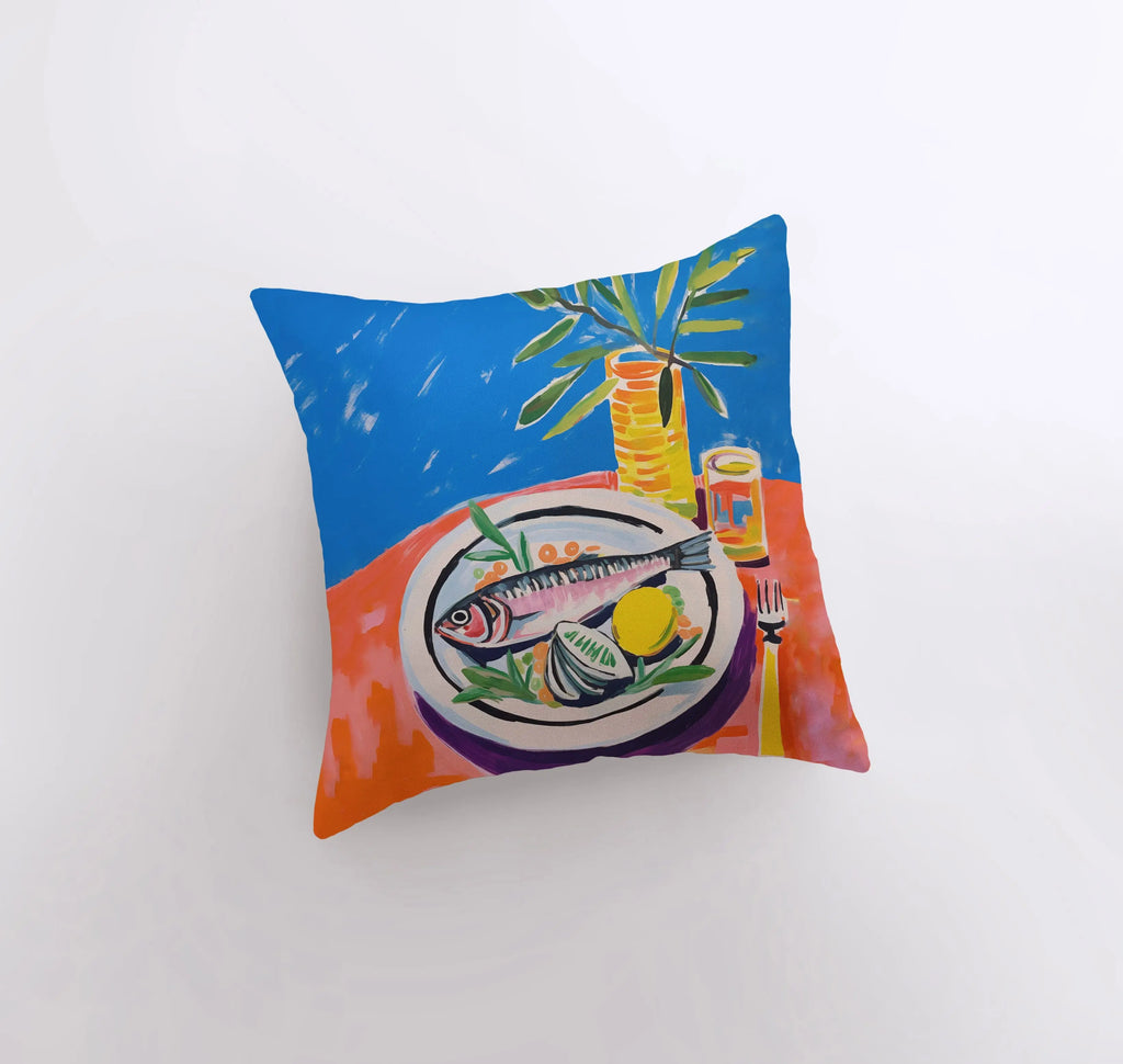 Bright Sardine | Gouache Painting | Seafood | Food Pillow | Abstract Still Life | Throw Pillow | Home Decor | Gift for Her | Pillow Cover - UniikPillows