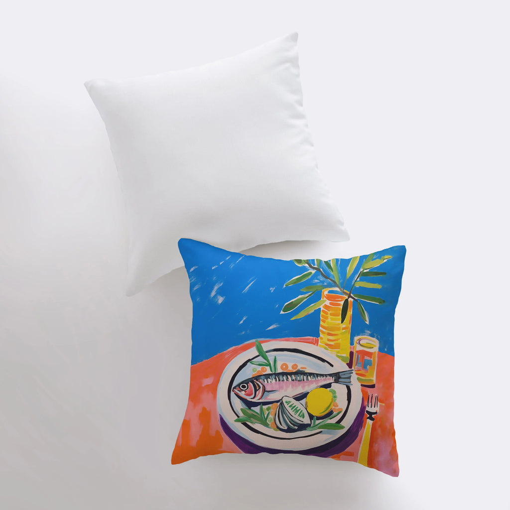 Bright Sardine | Gouache Painting | Seafood | Food Pillow | Abstract Still Life | Throw Pillow | Home Decor | Gift for Her | Pillow Cover - UniikPillows
