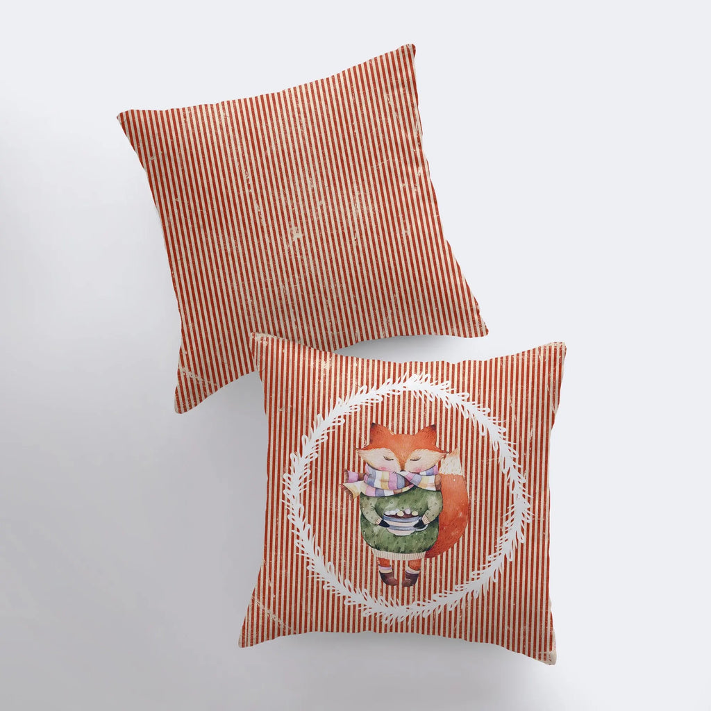 Christmas Fox with hot Cocoa | Pillow Cover | Red Fox | Christmas Decor | Throw Pillow | Room Decor Home Decor Bedroom Decor | Sister Gift UniikPillows