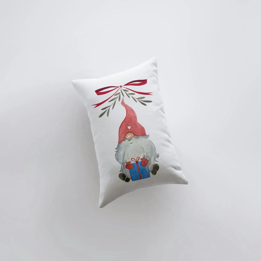 Christmas Gnome Blue Gift Red Hat | 12x18 | Christmas Throw Pillow | Merry Christmas | Home Décor | Christmas Décor | Christmas Gift UniikPillows
