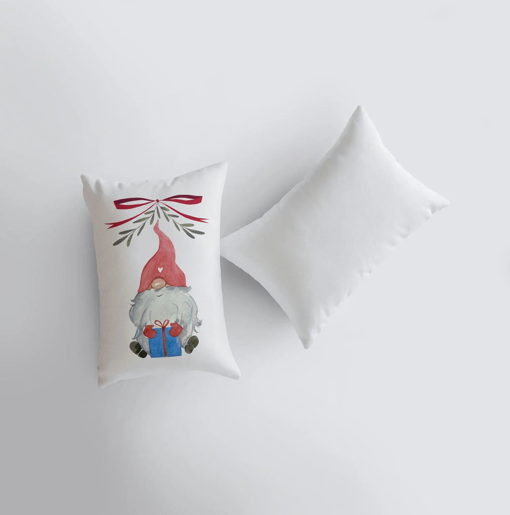 Christmas Gnome Blue Gift Red Hat | 12x18 | Christmas Throw Pillow | Merry Christmas | Home Décor | Christmas Décor | Christmas Gift UniikPillows