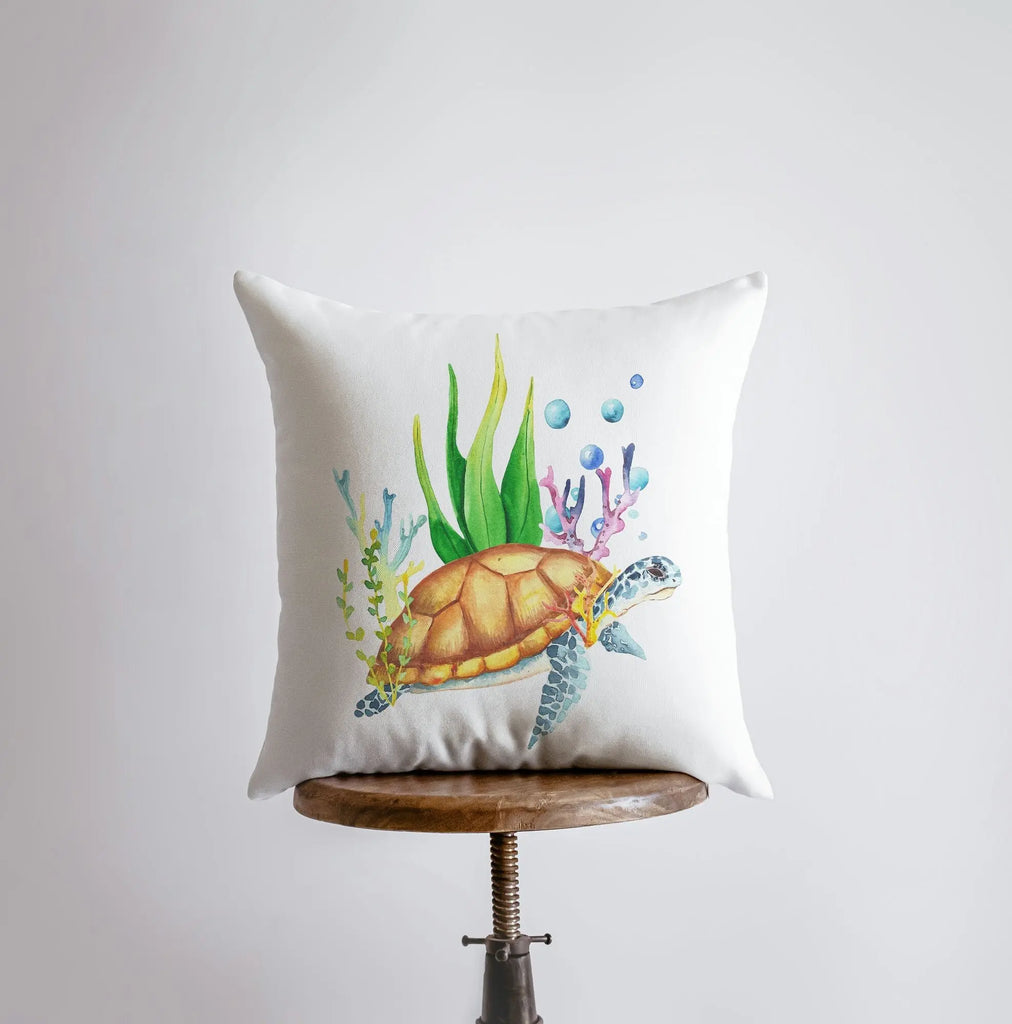 Colorful Watercolor Turtle | Pillow Cover | Throw Pillow | Home Decor | Coastal Decor | Ocean | Gift for her | Accent Pillow Cover |Sea UniikPillows