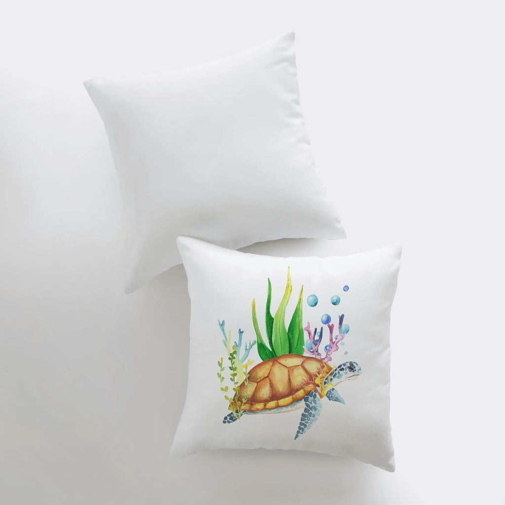Colorful Watercolor Turtle | Pillow Cover | Throw Pillow | Home Decor | Coastal Decor | Ocean | Gift for her | Accent Pillow Cover |Sea UniikPillows