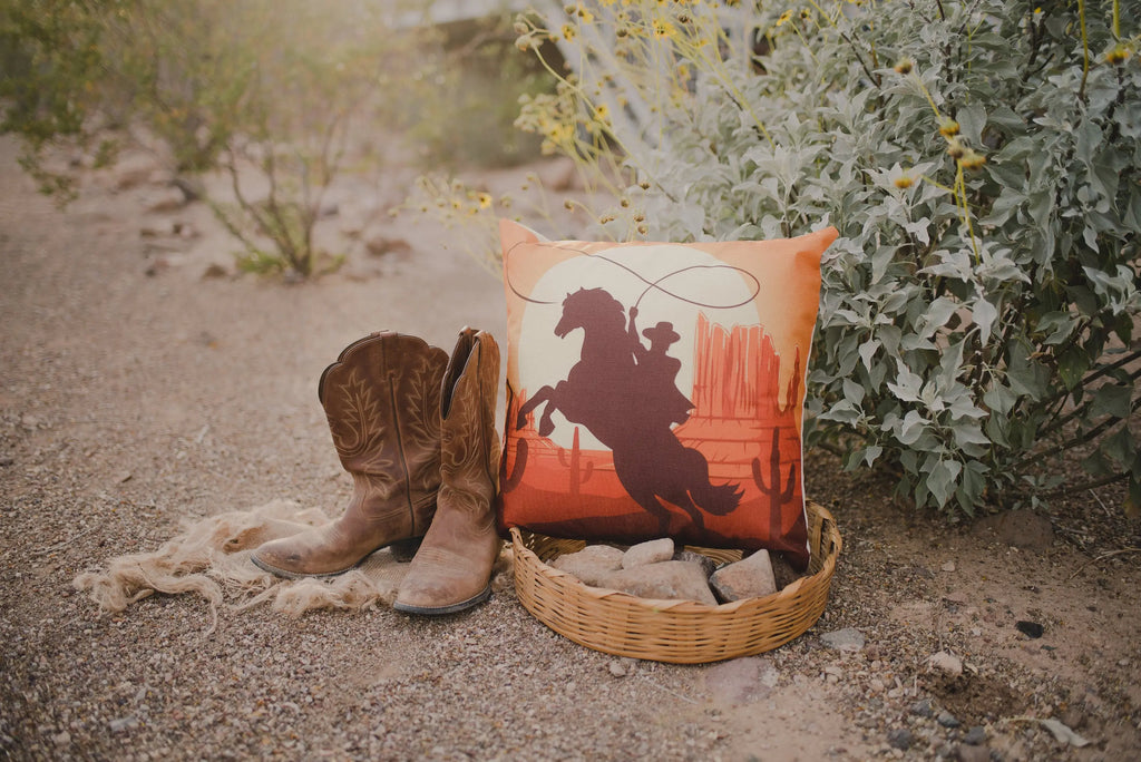 Cowboy | Pillow Cover | Throw Pillow | Horse Lover Gift | Home Decor | Cactus Decor | Western | Cest Throw Pillows | Vintage Pillow Covers UniikPillows