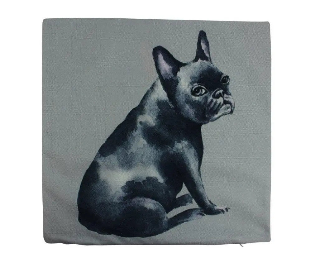 Dog | French Bulldog Black on Gray | Pillow Cover | Gift for Dog Lover | Throw Pillow | Dog Lover Gift | Dog Gifts | Dog Mom | Bedroom Decor UniikPillows