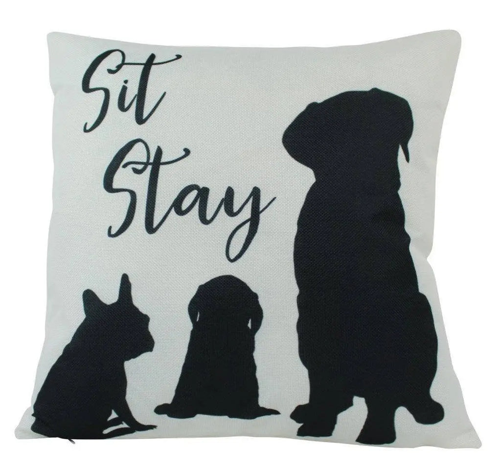 Dog | Sit Stay | Labrador | Pug | Pillow Cover | Gift for Dog Lover | Throw Pillow | Home Decor |  |   Dog Mom Gift | Dog Lover Gift UniikPillows