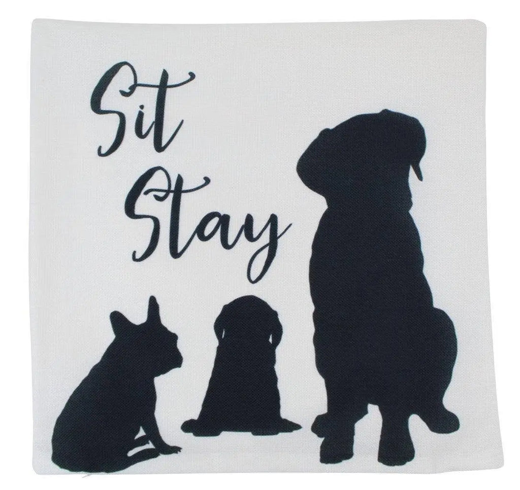 Dog | Sit Stay | Labrador | Pug | Pillow Cover | Gift for Dog Lover | Throw Pillow | Home Decor |  |   Dog Mom Gift | Dog Lover Gift UniikPillows