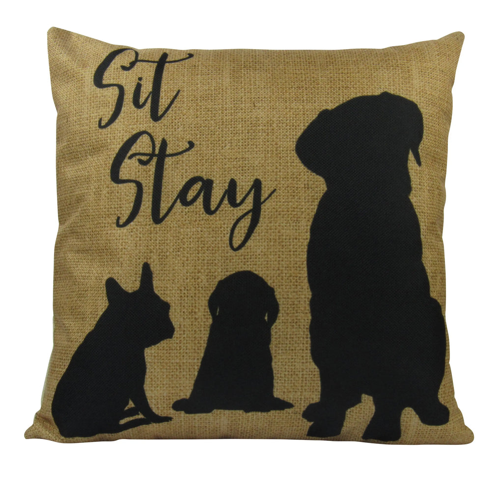 Dog | Sit Stay | Labrador | Pug | Pillow Cover | Gift for Dog Lover | Throw Pillow | Home Decor |   Dog Mom Gift | Dog Lover Gift UniikPillows