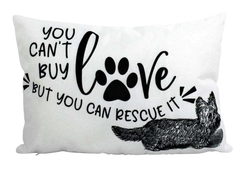 Dog | You Can't buy Love but you can rescue it | 18x12 | Pillow Cover | Home Decor | Rescue Dog | Dog Lover Gift | Dog Mom Gift | Pillows UniikPillows
