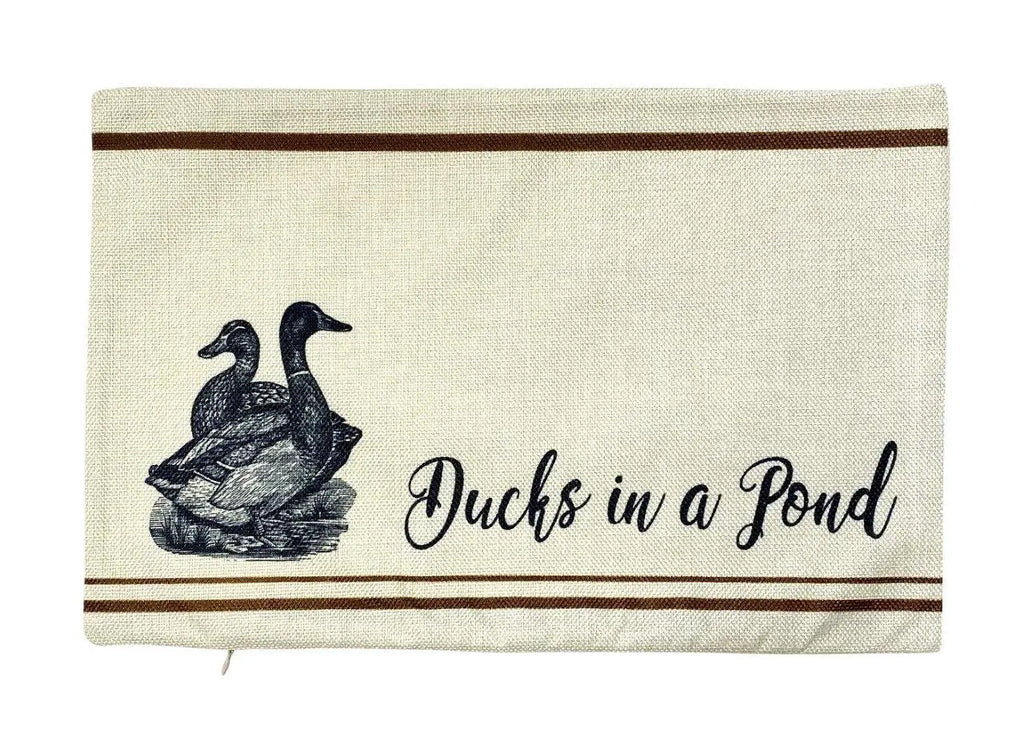 Ducks in a Pond | Pillow Cover | 18 x 12 | Primitive Decor | Vintage Decor | Farmhouse Decor | Throw Pillows | Rustic Decor | Cabin Decor UniikPillows