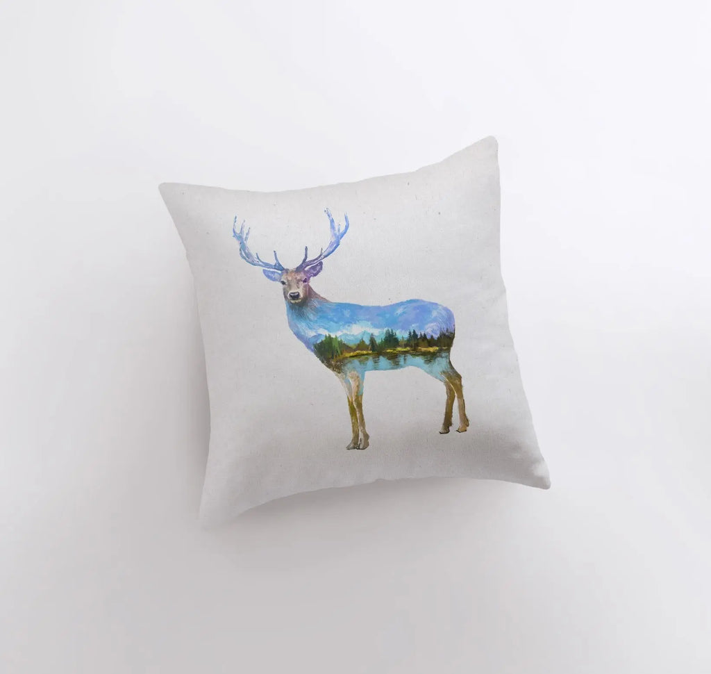 Elk | Double Exposure | Pillow Cover | Throw Pillow | Home Decor | Animal | Animal Lover Gift | Cabin Decor | Room Decor | Throw Pillows UniikPillows