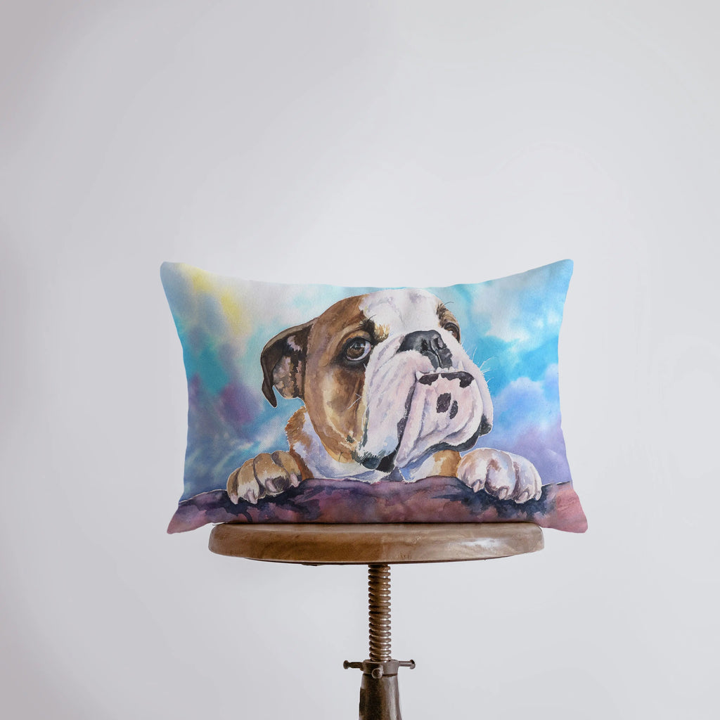 English Bulldog | Watercolor Blue Bulldog | 18x12 | Pillow Cover | Personalized Dog Pillow | Bulldog | Dog Lover Gift | Dog Mom Gift | Dog UniikPillows