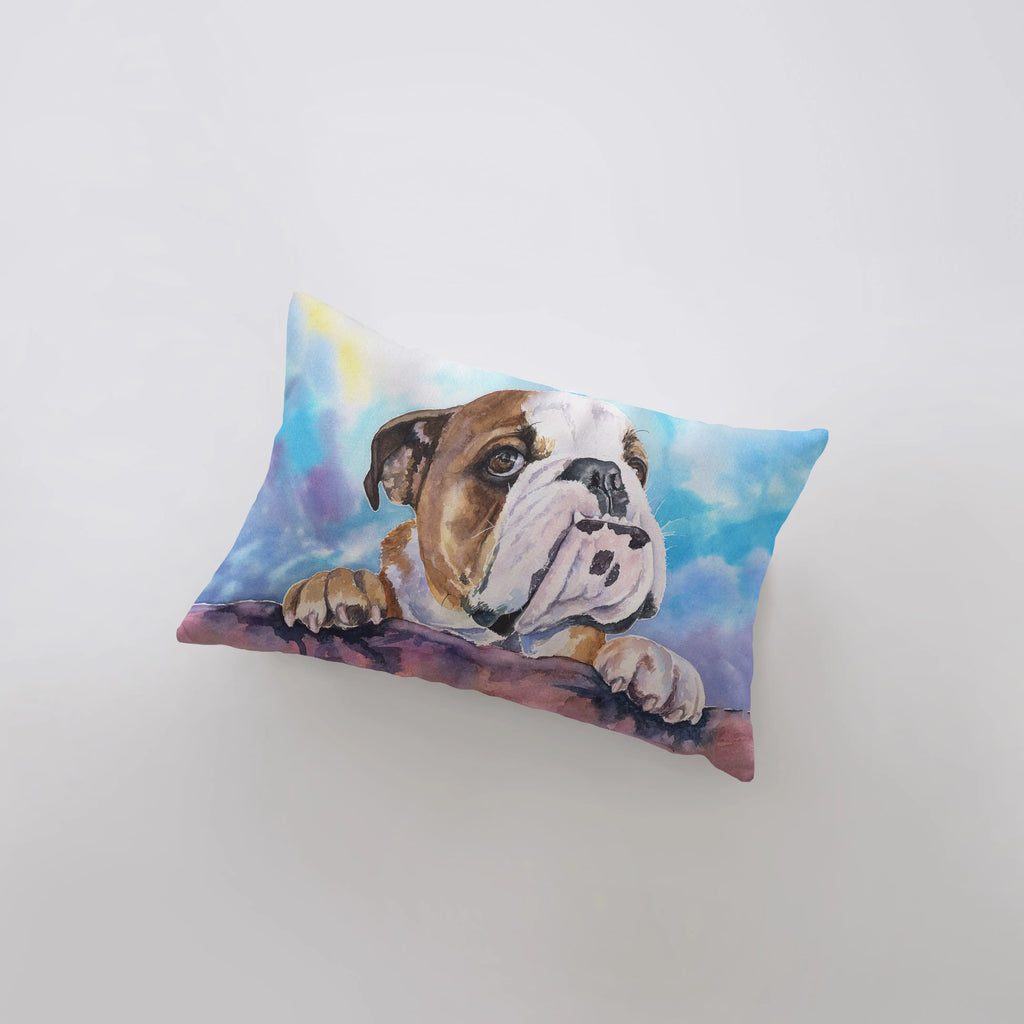 English Bulldog | Watercolor Blue Bulldog | 18x12 | Pillow Cover | Personalized Dog Pillow | Bulldog | Dog Lover Gift | Dog Mom Gift | Dog UniikPillows