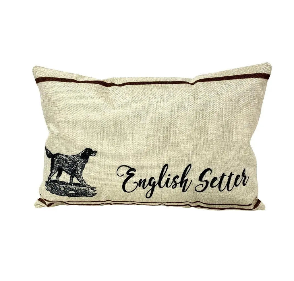English Setter | Pillow Cover | 18 x 12 | Primitive Decor | Vintage Farm Hunting Dog | Farmhouse Decor | Throw Pillows | Room Decor UniikPillows