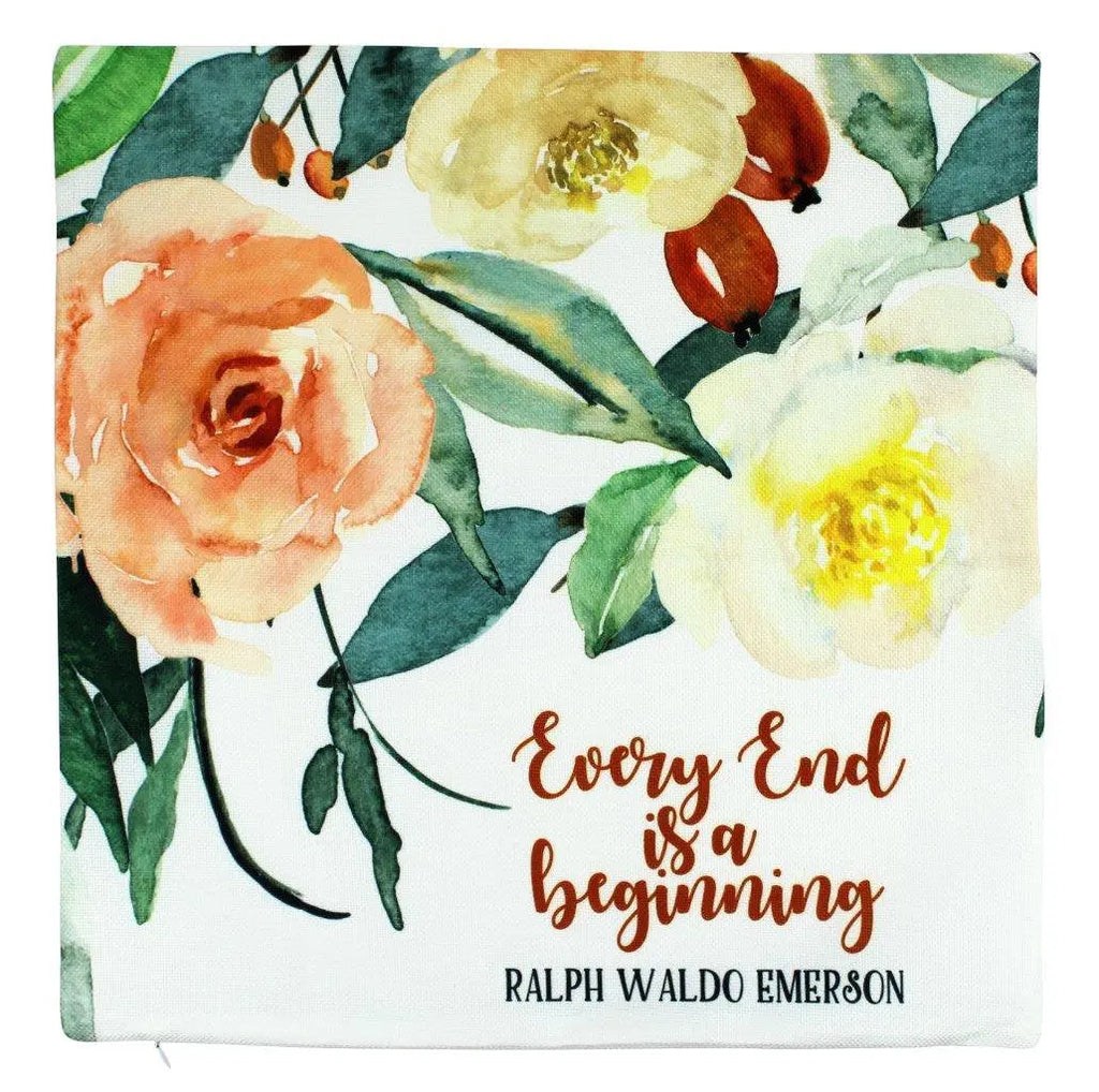 Every End is a Beginning | Pillow Cover | Ralph Waldo Emerson | Dorm Decor | Home Decor | Housewarming Gift | Aesthetic Room Decor UniikPillows