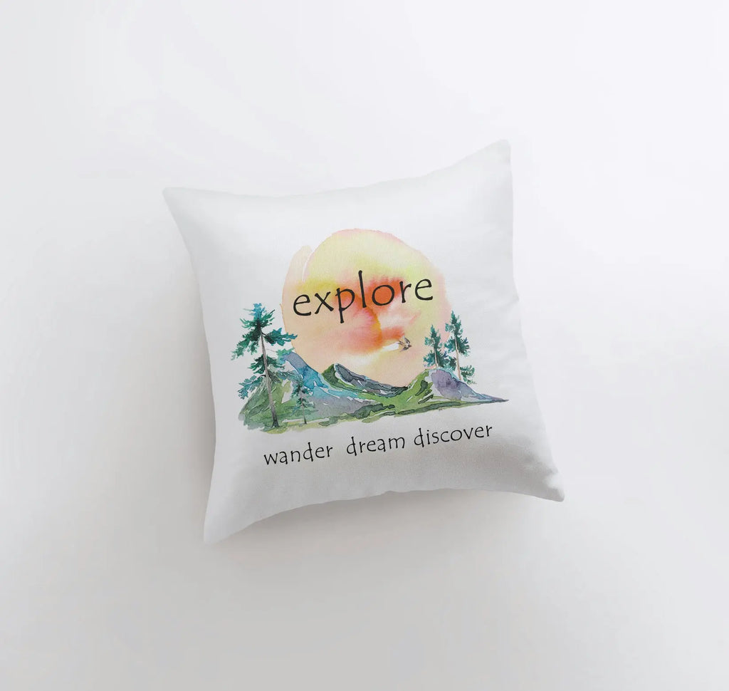 Explore Wander Dream Discover | Pillow Cover | Wander Lust | Throw Pillow | Home Decor | Unique Gift | Gifts for Travelers | Room Decor UniikPillows