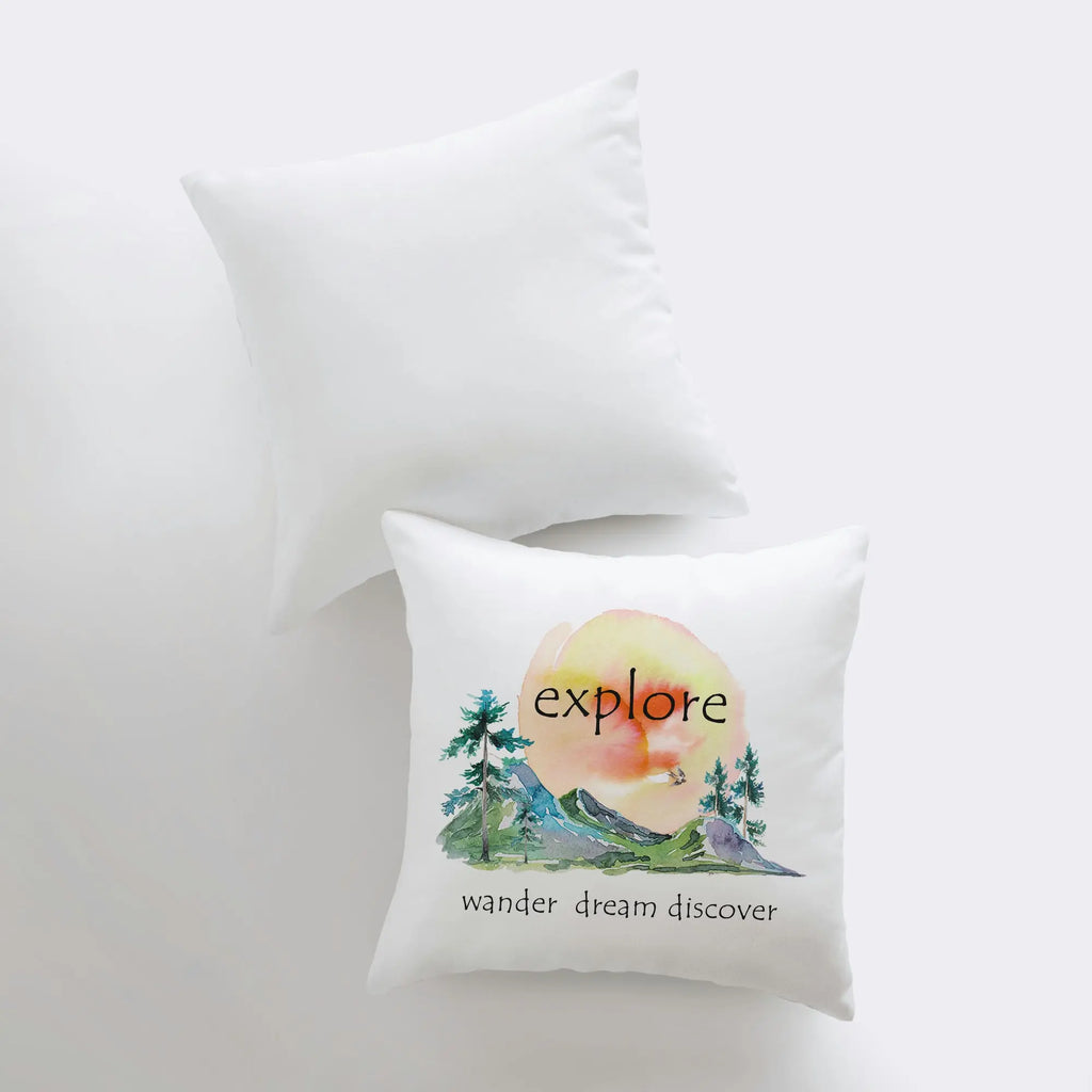 Explore Wander Dream Discover | Pillow Cover | Wander Lust | Throw Pillow | Home Decor | Unique Gift | Gifts for Travelers | Room Decor UniikPillows