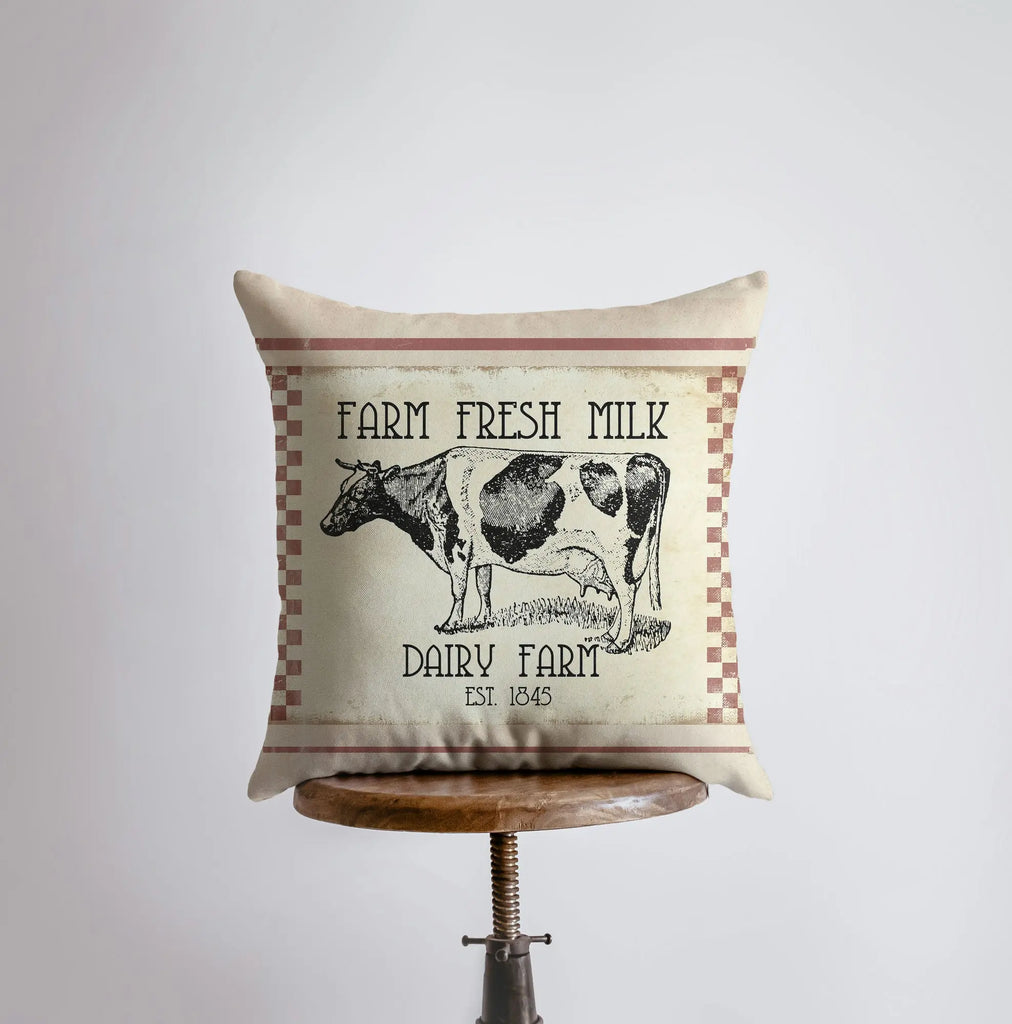 Farm Fresh Milk Dairy Cow Pillow Cover | Farmhouse Pillow | Farmhouse Decor | Home Décor | Farmhouse Decor | Throw Pillows | Rustic Decor UniikPillows