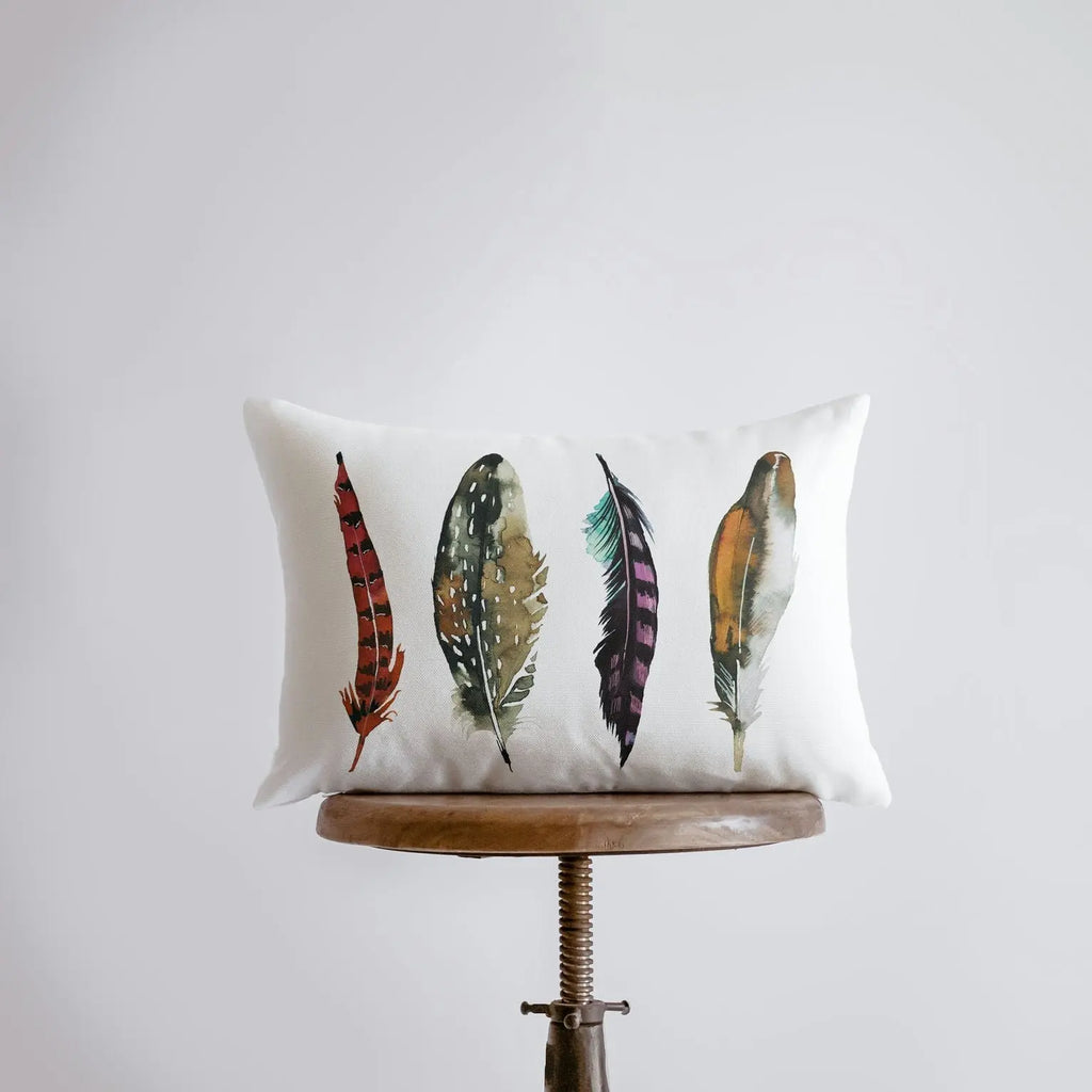 Feather Lineup | Birds | 18x12 | Farmhouse Décor | Home Décor | Bird Lover | Feather Throw Pillows| Gift for her | Accent Pillow Covers | Gift UniikPillows