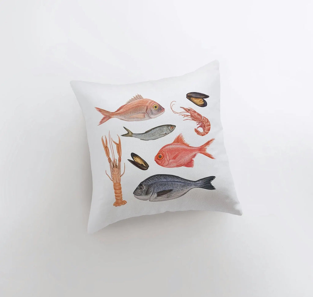 Fish and Crustaceans | Throw Pillow | Home Decor | Modern Decor | Nautical | Ocean | Gift for Her | Accent Pillow Cover | Beach | Sea UniikPillows