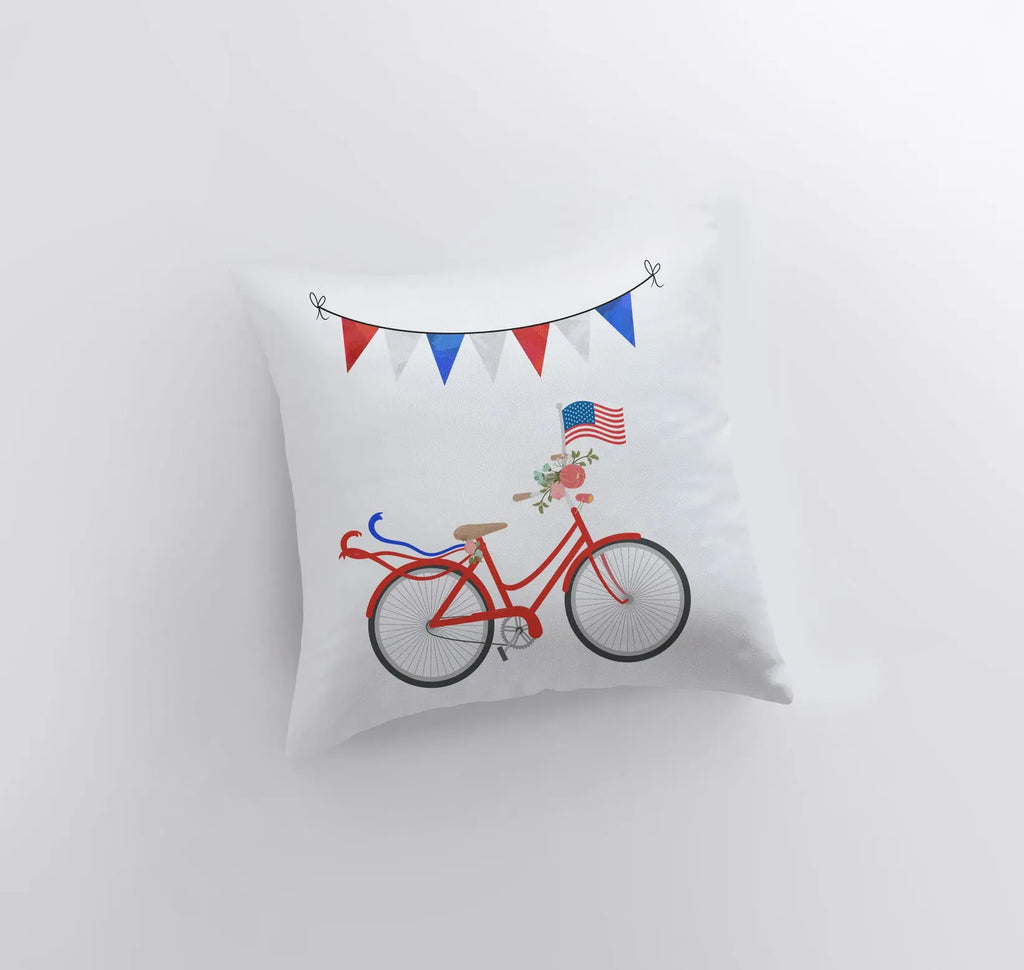Fourth of July Bike | Pillow Cover | Memorial Gift | Home Decor | Freedom Pillow | Pillow | Farmhouse Decor | Throw Pillows | Bedroom Decor UniikPillows