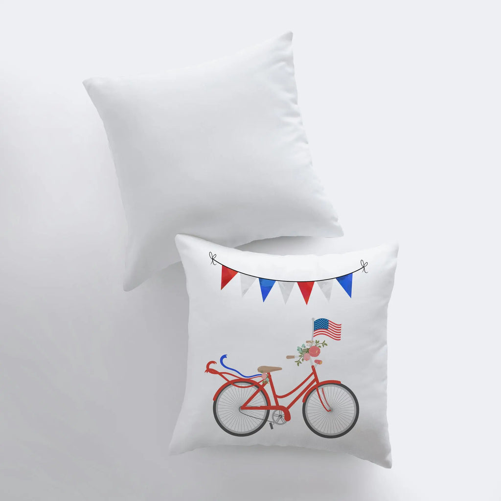 Fourth of July Bike | Pillow Cover | Memorial Gift | Home Decor | Freedom Pillow | Pillow | Farmhouse Decor | Throw Pillows | Bedroom Decor UniikPillows