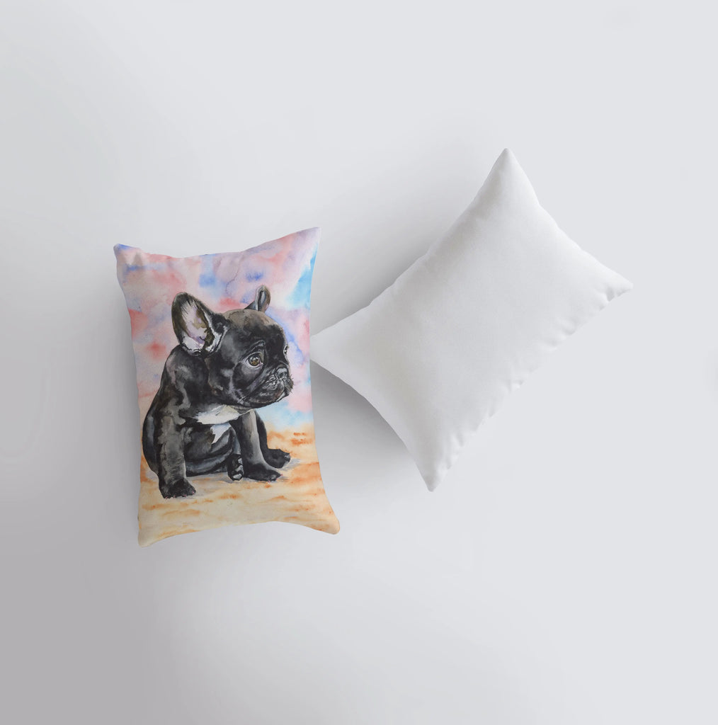 French Bulldog Puppy | Watercolor Bulldog | 12x18 | Pillow Cover | Dogs | Home Décor | Custom Dog Pillow | Dog Lover Gift | Dog Mom Gift UniikPillows