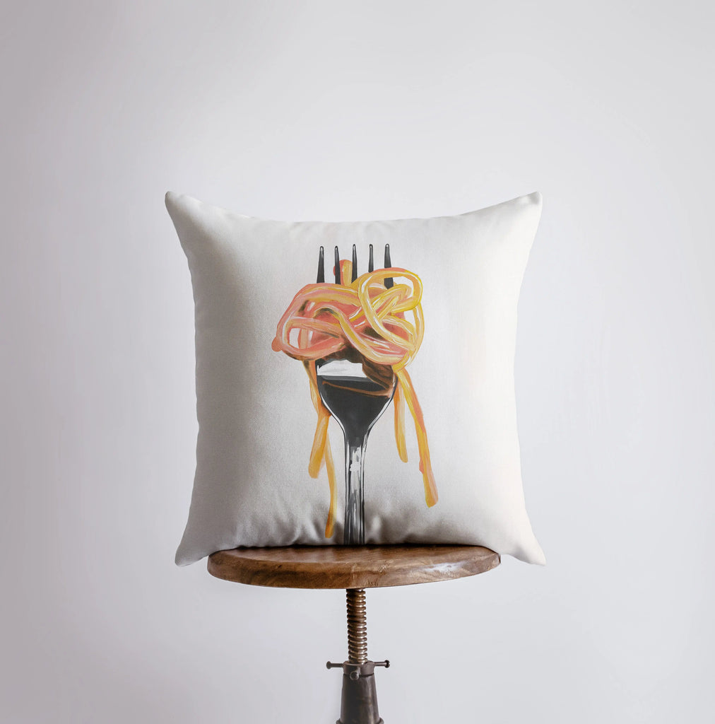 Fork and Pasta | Gouache Painting | Food Pillow | Abstract Still Life | Throw Pillow | Home Decor | Gift for Her | Pillow Cover - UniikPillows