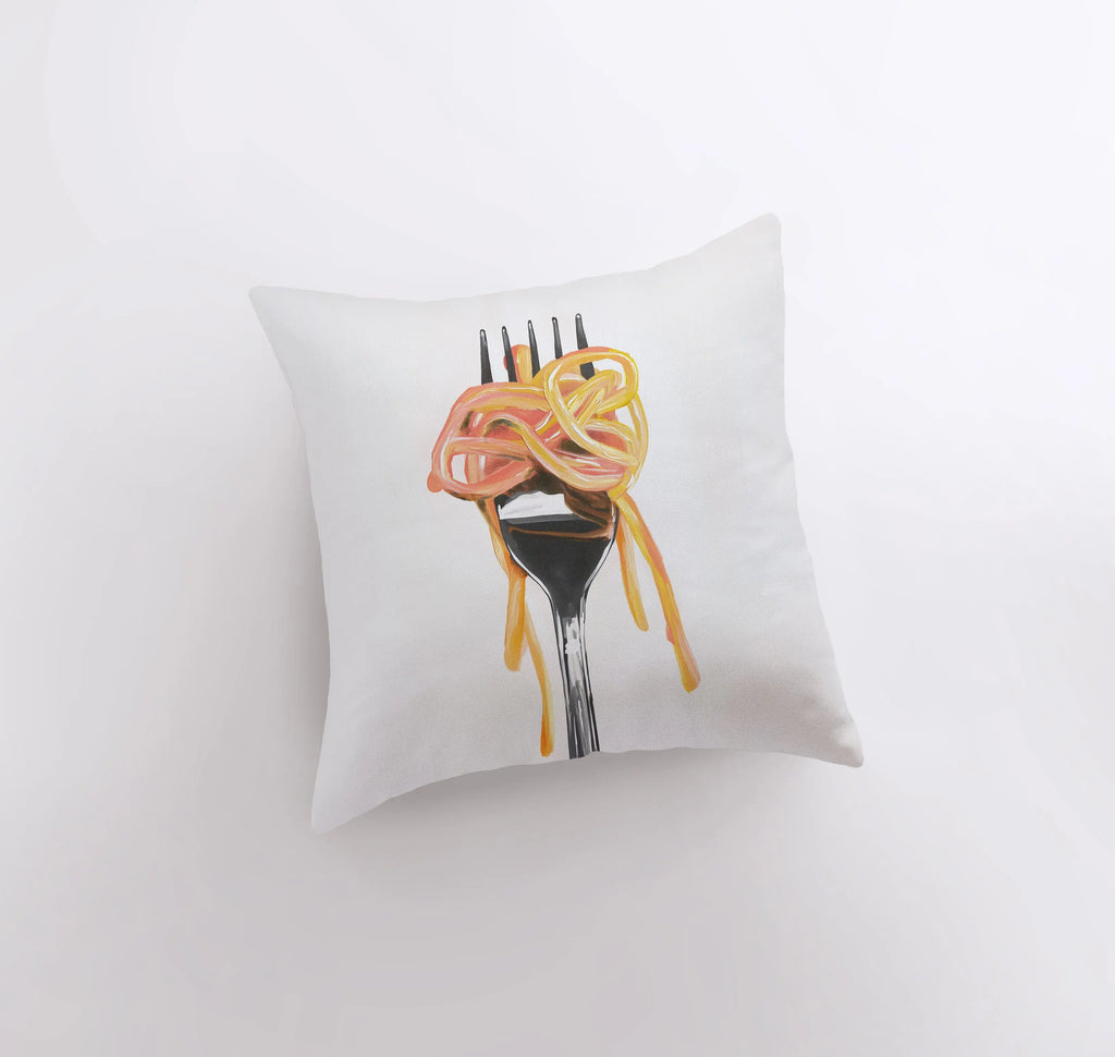 Fork and Pasta | Gouache Painting | Food Pillow | Abstract Still Life | Throw Pillow | Home Decor | Gift for Her | Pillow Cover - UniikPillows