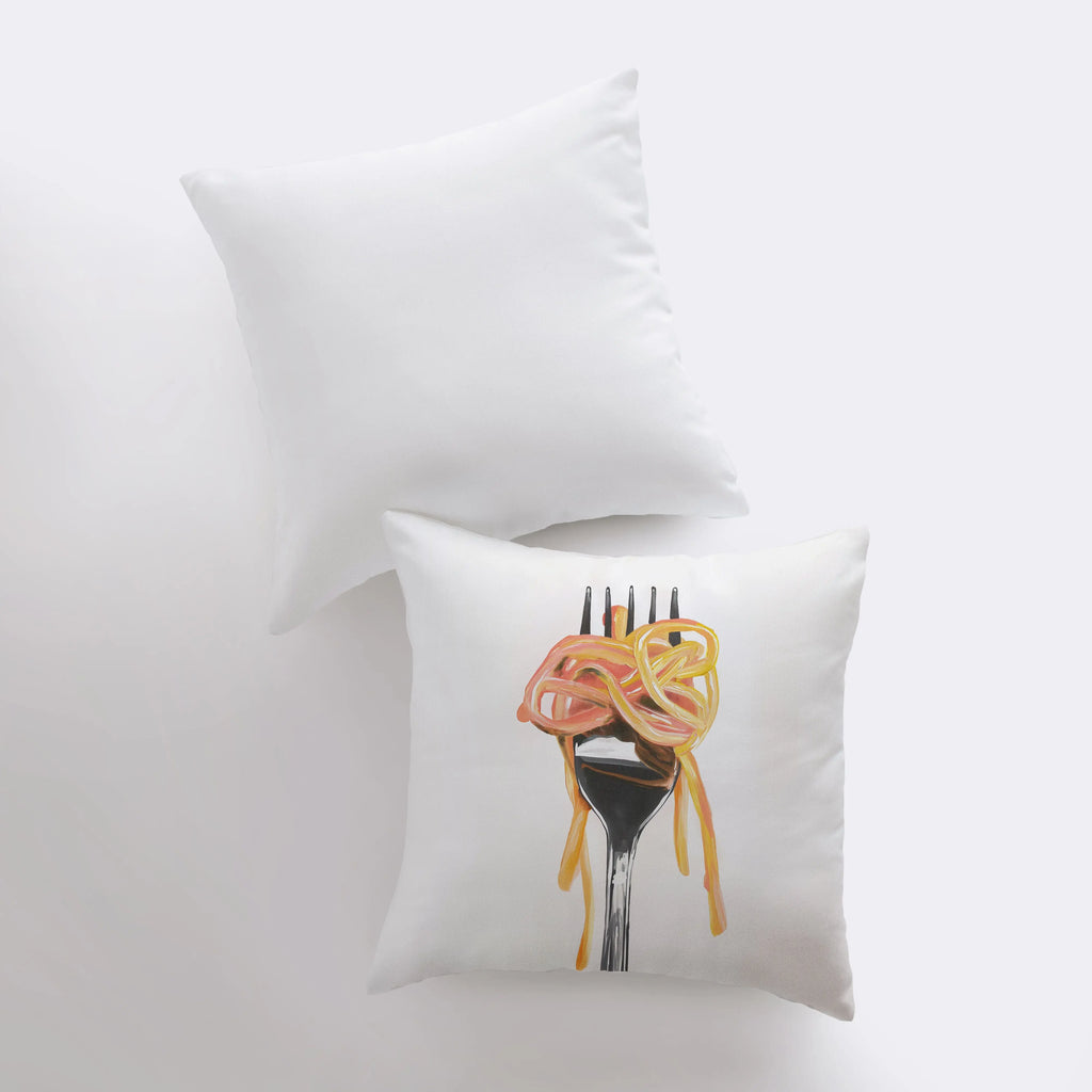 Fork and Pasta | Gouache Painting | Food Pillow | Abstract Still Life | Throw Pillow | Home Decor | Gift for Her | Pillow Cover - UniikPillows