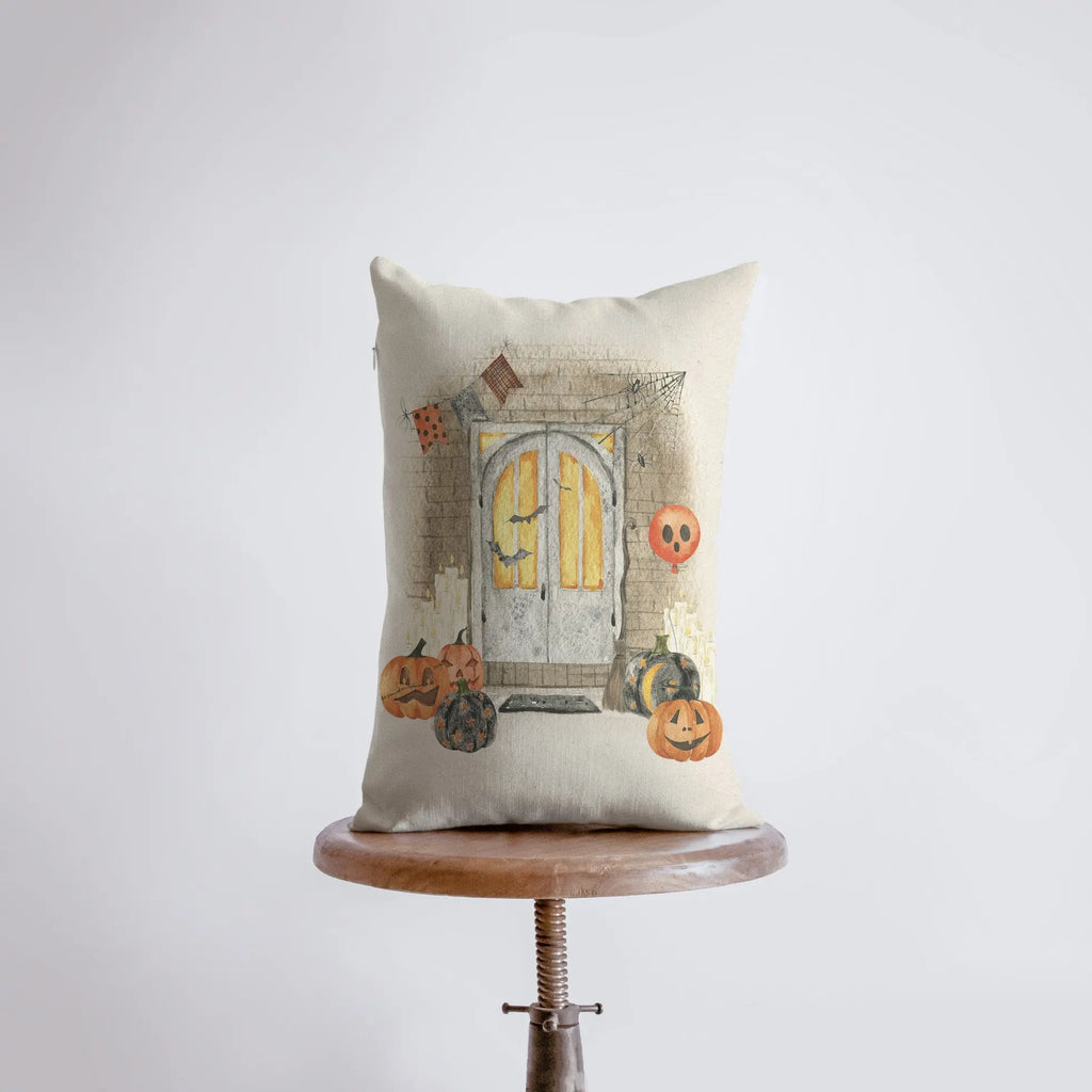 Halloween House Jack-o-Lanterns on Doorstep Pillow | Halloween Decor | 12x18 | Pillow Cover | Modern Farmhouse | Home Decor | Lumbar Pillow UniikPillows