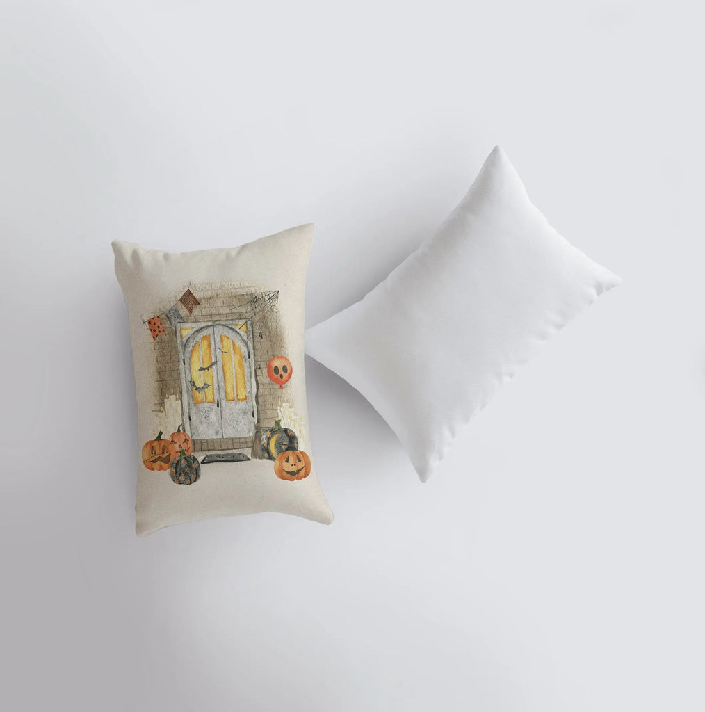 Halloween House Jack-o-Lanterns on Doorstep Pillow | Halloween Decor | 12x18 | Pillow Cover | Modern Farmhouse | Home Decor | Lumbar Pillow UniikPillows