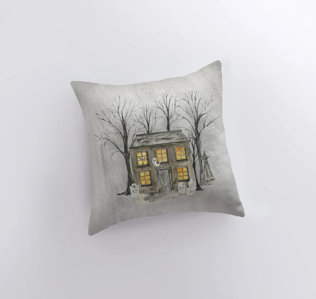 Halloween Spooky House with Graves Pillow | Fall Décor | Halloween Pillows | Halloween Décor | Fall Throw Pillows | Cute Throw Pillows UniikPillows